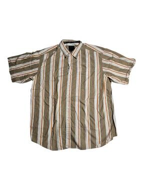 VTG Sean John Short Sleeve Button Up Shirt White Orange Stripe Mens XXL Hip Hop